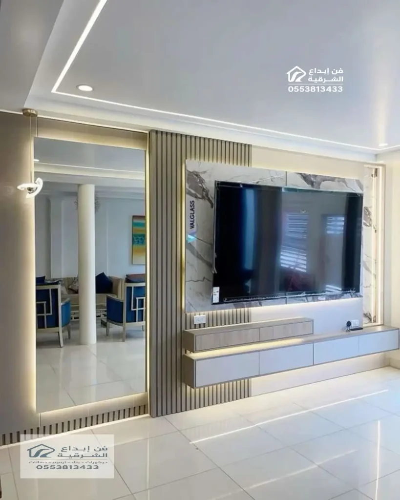 ديكورات شاشة بلازما بديل الشييبورد والخشب بالدمام