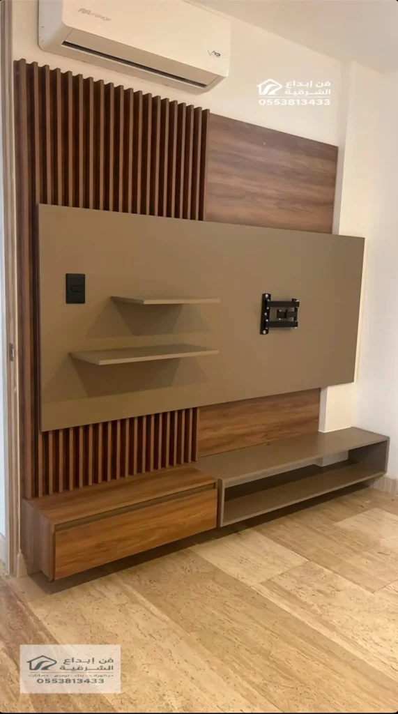 ورشة تفصيل خلفية تلفزيون خشب بالفاخرية