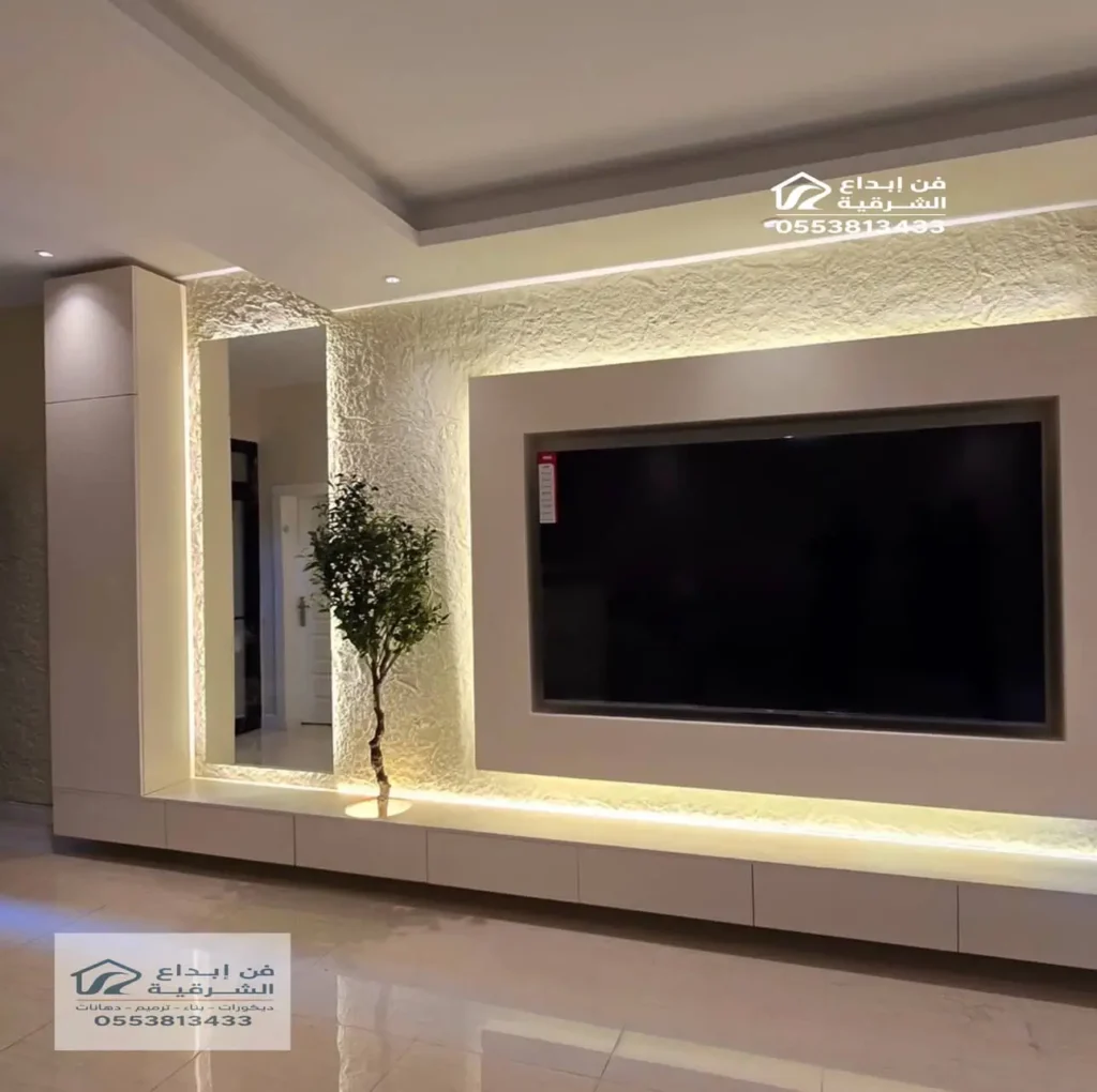 ورشة تفصيل خلفية تلفزيون خشب بالخضرية