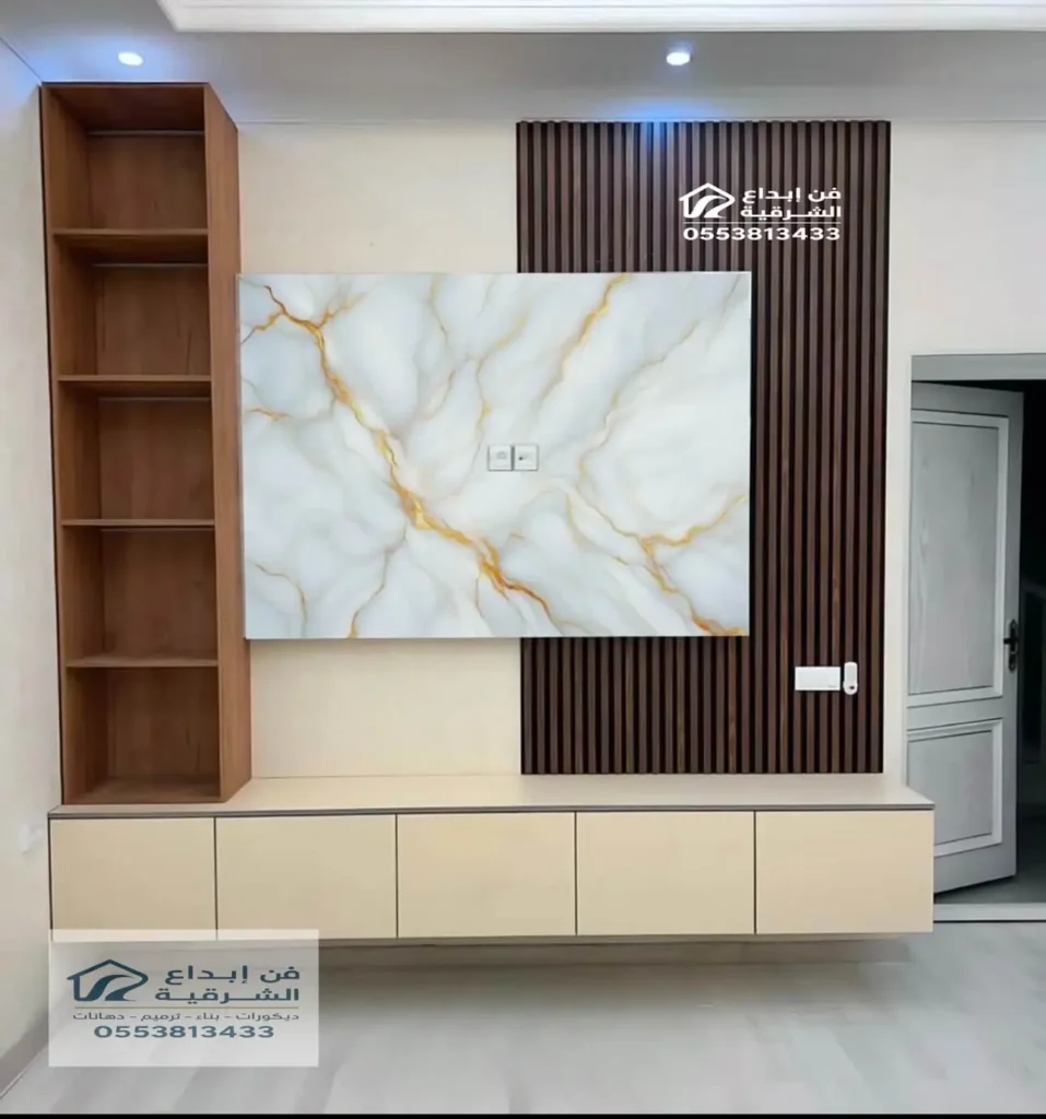 ورشة تفصيل خلفية تلفزيون خشب بالظهران